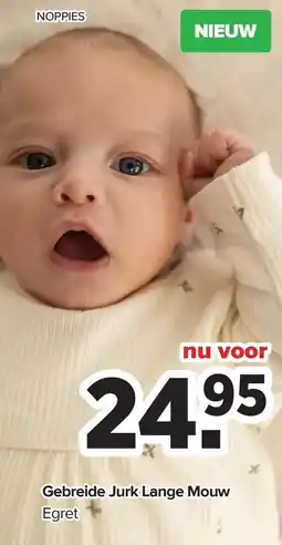 Baby-Dump Noppies Gebreide Jurk Lange Mouw Egret aanbieding