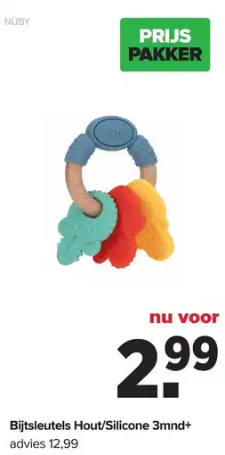 Baby-Dump Nûby Bijtsleutels Hout/Silicone 3mnd+ aanbieding