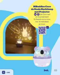 Bol.com HiBuddies Coco de Koala Nachtlamp met Projector aanbieding