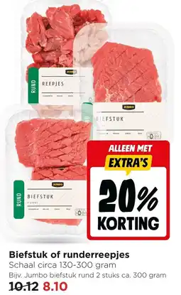 Jumbo Biefstuk of runderreepjjes aanbieding