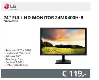 Informatique LG 24" Full HD Monitor 24MK400H-B (24MK400H-B) aanbieding