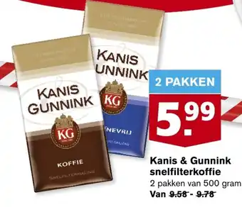 Hoogvliet Kanis & Gunnink Snelfilterkoffie 500g aanbieding