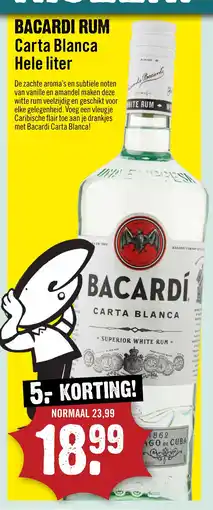 Dirck 3 Bacardi rum Carta Blanca Hele liter aanbieding
