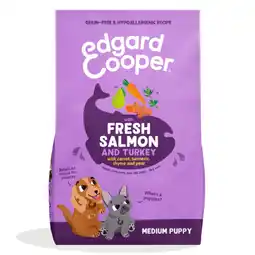 Pets Place Edgard&Cooper Fresh Salmon and Turkey Medium Puppy - Hondenbrokken - 2,5 kg aanbieding