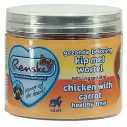 Pets Place Renske Gezonde Beloning Hartjes - Trainingssnacks - 100 g Kip&Wortel aanbieding