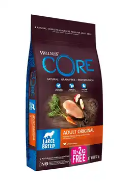 Pets Place Wellness Core Grain Free Dog Large Breed Adult Bonusbag - Hondenbrokken - Kip 12 kg aanbieding