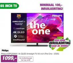 EP Philips Philips 65PQS9081 4k QLED Ambilight TV 65 inch (The One - 2026) aanbieding