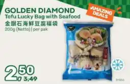 Amazing Oriëntal golden diamond tofu lucky bag with seafood aanbieding