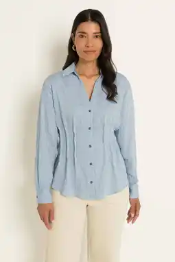 Wehkamp Claudia Sträter blouse met krijtstreep - lichtblauw aanbieding