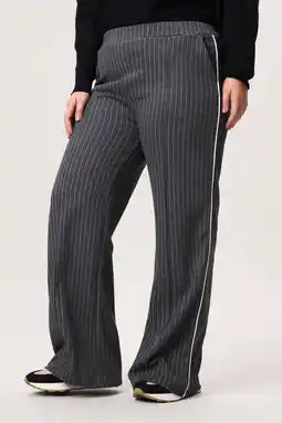 Wehkamp Miss Etam Plus wide leg regularwaist pantalon met krijtstreep antraciet aanbieding