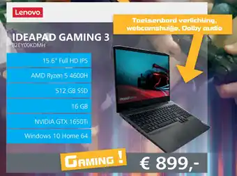 Informatique Lenovo Ideapad Gaming 3 82EY00KDMH aanbieding