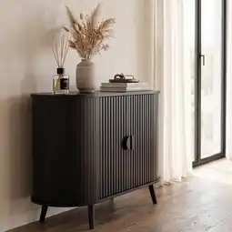 Action Ovaal dressoir met latjes - zwart aanbieding