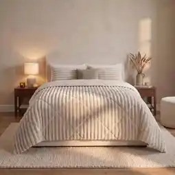 Action Lazy all-in-one dekbed ribstof - off white aanbieding