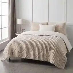 Action Lazy all-in-one dekbed ribstof - off white aanbieding