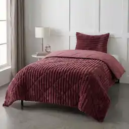 Action Lazy all-in-one dekbed ribstof - bordeaux aanbieding