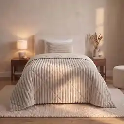 Action Lazy all-in-one dekbed ribstof - off white aanbieding