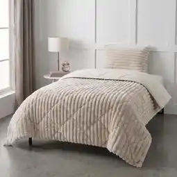 Action Lazy all-in-one dekbed ribstof - off white aanbieding