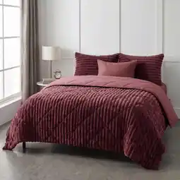Action Lazy all-in-one dekbed ribstof - bordeaux aanbieding