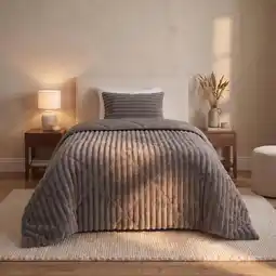 Action Lazy all-in-one dekbed ribstof - donkerbruin aanbieding