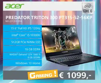 Informatique Acer Predator Triton 300 PT315-52-56KP NH.Q7CEH.004 aanbieding