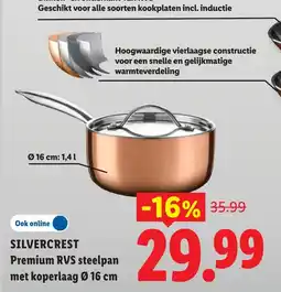 Lidl Silvercrest Premium RVS steelpan met koperlaag Ø 16 cm aanbieding