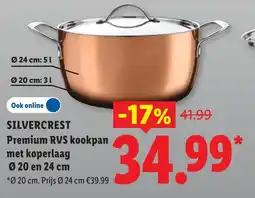 Lidl Silvercrest Premium RVS kookpan met koperlaag aanbieding
