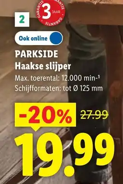 Lidl Parkside Haakse slijper aanbieding