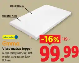 Lidl Emma Visco matras topper aanbieding