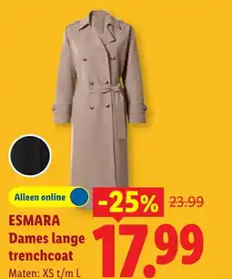 Lidl ESMARA Dames lange trenchcoat aanbieding
