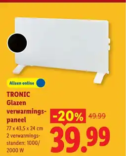 Lidl Tronic Glazen verwarmingspaneel aanbieding