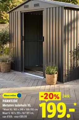Lidl Parkside Metalen tuinhuis XL aanbieding