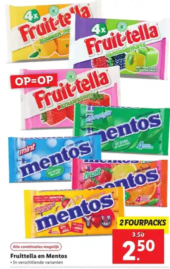 Lidl Fruittella en mentos aanbieding