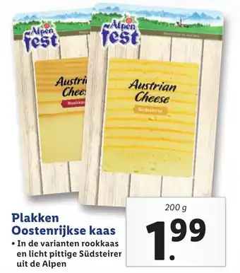 Lidl Plakken oostenrijkse kaas 200g aanbieding