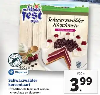 Lidl Schwarzwalder kersentaart 800g aanbieding