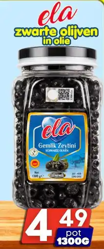 Özbaktat Supermarkt ela zwarte olijven in olie aanbieding