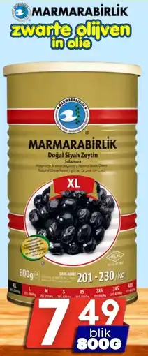 Özbaktat Supermarkt marmarabirlik zwarte olijven in olie aanbieding