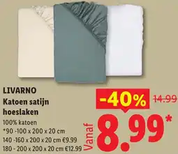 Lidl Livarno Katoen satijn hoeslaken aanbieding