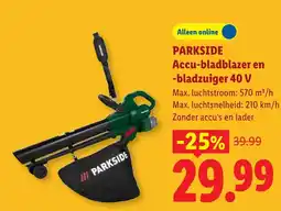 Lidl Parkside Accu-bladblazer en bladzuiger 40 V aanbieding