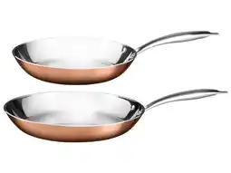 Lidl SILVERCREST 2-delige RVS koekenpannenset met koperlaag, Ø24 cm en Ø28 cm aanbieding