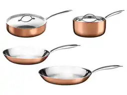 Lidl SILVERCREST 4-delige RVS pannenset met koperlaag aanbieding