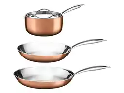 Lidl SILVERCREST 3-delige RVS pannenset met koperlaag aanbieding