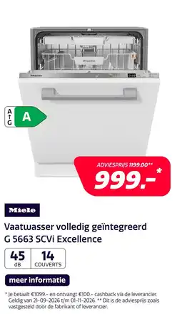 Electroworld Miele Vaatwasser volledig geïntegreerd G 5663 SCVi Excellence aanbieding