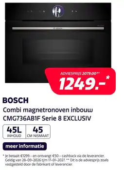 Electroworld BOSCH Combi magnetronoven inbouw CMG736AB1F Serie 8 EXCLUSIV aanbieding