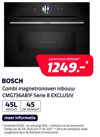 BOSCH Combi magnetronoven inbouw CMG736AB1F Serie 8 EXCLUSIV