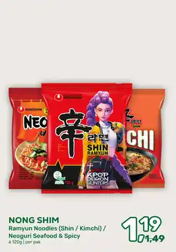 Amazing Oriëntal NONG SHIM Ramyung Noodles (Shin / Kimchi) / Neoguri Seafood & Spicy aanbieding