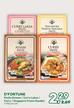 Amazing Oriëntal D'FORTUNE Paste (Assam / Curry Laksa / Curry / Singapore Prawn Noodle) aanbieding