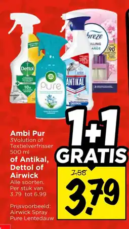 Vomar Voordeelmarkt Ambi Pur Textielverfrisser of Antikal, Dettol of Airwick aanbieding