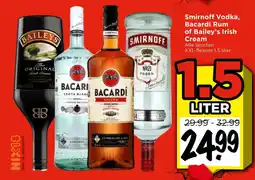 Vomar Voordeelmarkt Alle Smirnoff Vodka, Bacardi Rum of Baileys Irish Cream aanbieding