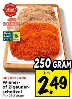 Vomar Voordeelmarkt Boer'n Land Wiener- of Zigeuner-schnitzel aanbieding