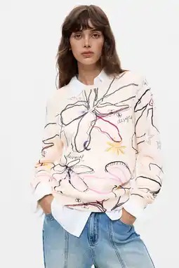 Wehkamp Desigual katoenen gebloemde sweater - ecru/meerkleurig aanbieding